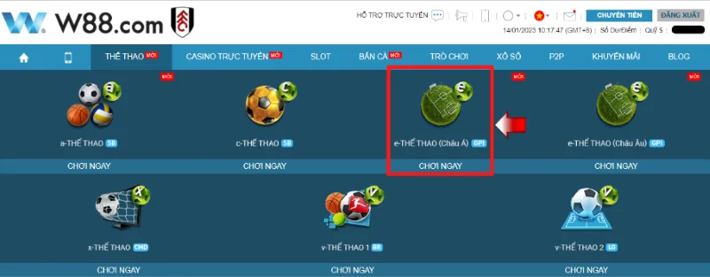 Đăng nhập và xem kèo Châu Á W88